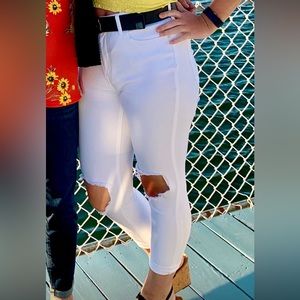 Free People Ankle Pants with Knee Rips